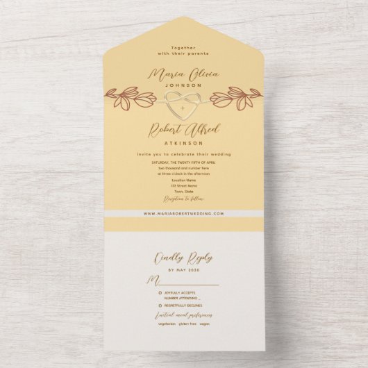 Boho Spring Wedding All In One Einladung (Innen Boden)