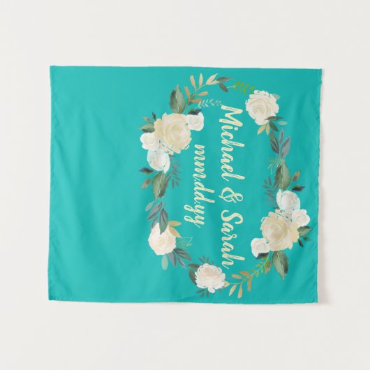 Boho Spring Wedding Empfang Foto Stand Hintergrund Wandteppich (Vorderseite (Horizontal))