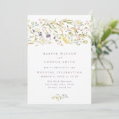Boho Spring Wild Botanical Florals Stripe Wedding Einladung (Stehend Vorderseite)
