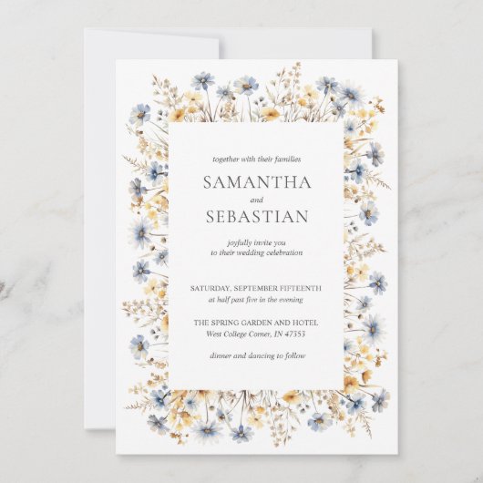 Boho Spring Wildblume | Botanische Hochzeit Einladung (Vorderseite)