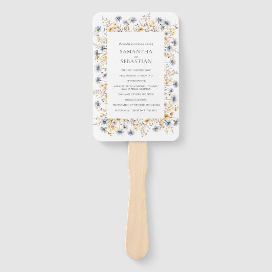 Boho Spring Wildblume | Botanisches Hochzeitsprogr Fächer (Vorderseite)