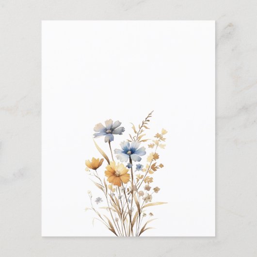 Boho Spring Wildblume WEDING DINNER MENU (Rückseite)