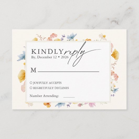 Boho Spring Wildblumen Botanischer Garten Begleitkarte (Vorderseite)