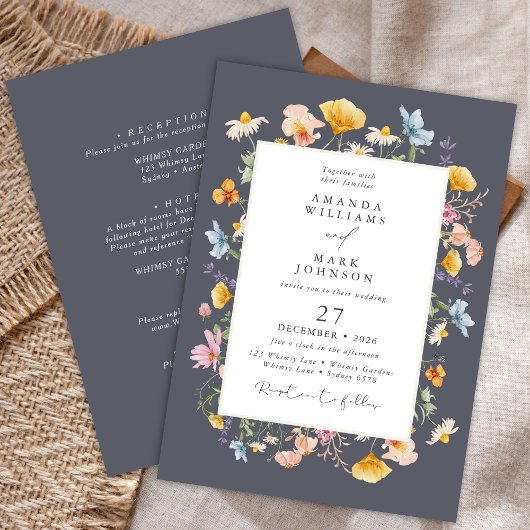 Boho Spring Wildblumen Botanischer Garten Hochzeit Einladung