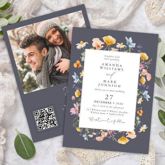 Boho Spring Wildblumen Botanischer Garten Hochzeit Einladung