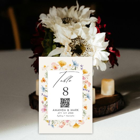 Boho Spring Wildblumen Botanischer Garten Hochzeit Tischnummer