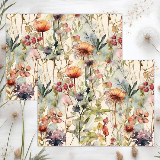 BOHO SPRING WILDBLUMEN DECOUPAY SEIDENPAPIER