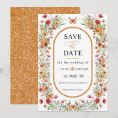 Boho Spring Wildblumen Schmetterlinge Save the Dat Date (Vorne/Hinten)