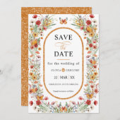 Boho Spring Wildblumen Schmetterlinge Save the Dat Save The Date (Vorne/Hinten)
