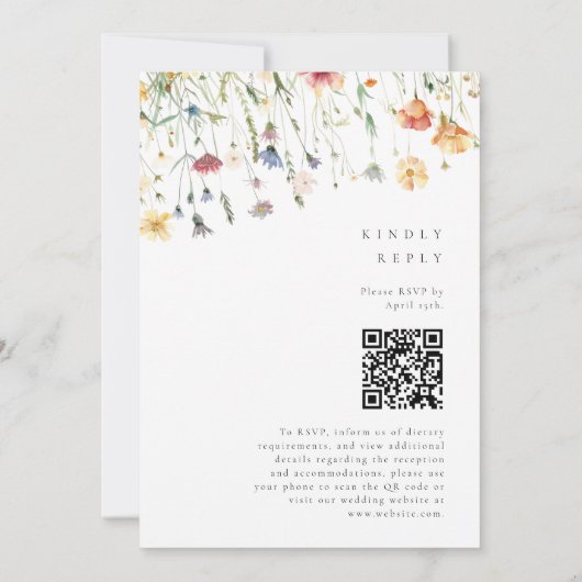 Boho Spring Wildflower QR Code Wedding Einladung (Rückseite)