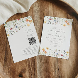 Boho Spring Wildflower QR Code Wedding Einladung