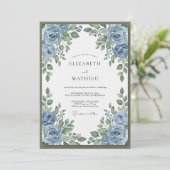 Boho-Stahl-Periwinkle-Kranz-Hochzeit Einladung (Stehend Vorderseite)