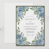 Boho-Stahl-Periwinkle-Kranz-Hochzeit Einladung (Vorne/Hinten)