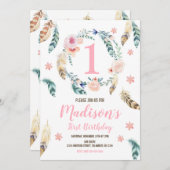 Boho Stamm 1. Geburtstag Einladung für ein Mädchen (Vorne/Hinten)