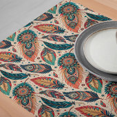 Boho Stamm Ethnic Table Runner Rustic Feathers Großer Tischläufer