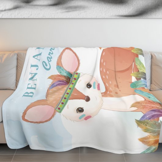 Boho Stamm Fox und Fawn mit Kid's Blanket Fleecedecke