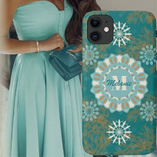 Boho Stamm Mandala in Orange und Aquamarine Variat Case-Mate iPhone Hülle