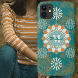 Boho Stamm Mandala in Orange und Aquamarine Variat Case-Mate iPhone Hülle