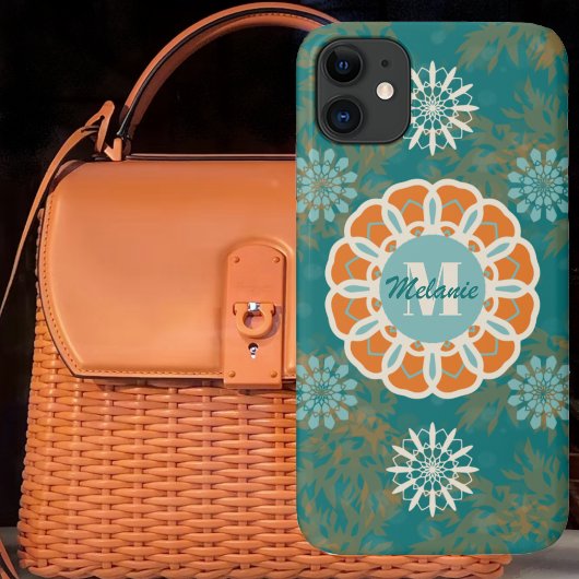 Boho Stamm Mandala in Orange und Aquamarine Variat Case-Mate iPhone Hülle