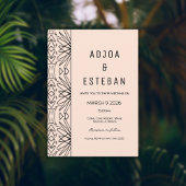 Boho Stamm Print Creme und Black Einladung