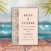 Boho Stamm Print Creme und Black Einladung