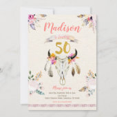 Boho Stammes- Blumenschädel-50. Einladung (Vorderseite)