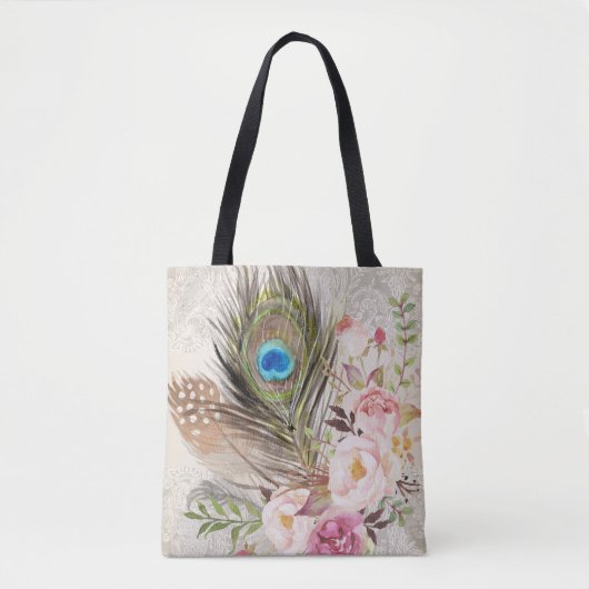 Boho Stammes- Chic-Pfau-Feder u. Tasche (Vorderseite)