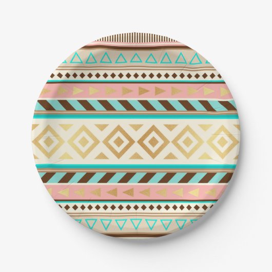 Boho Stammes- Chic Stripes Pappteller (Vorderseite)