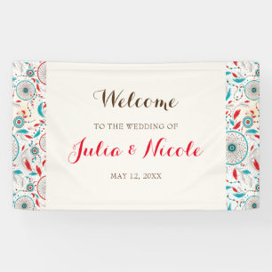 Boho-Stammes-Feder-Traumfänger-Hochzeit Banner