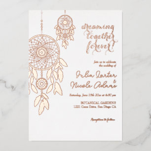Boho-Stammes-Feder-Traumfänger-Hochzeit Folieneinladung