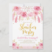 Boho Stammes- rosa Rosen Dreamcatcher Einladung (Vorderseite)