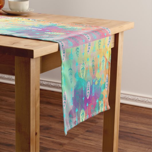 Boho Stammes- schicker Feder-u. Kurzer Tischläufer (Beispiel)