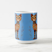 Boho Stammeskatze Süße Volkskunst mit Blumen Kaffeetasse (Mittel)