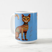 Boho Stammeskatze Süße Volkskunst mit Blumen Kaffeetasse (Vorderseite Links)