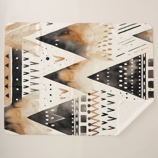 Boho Stammesmuster Sherpadecke (Vorderseite (Horizontal))