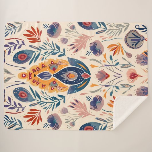 Boho Stammesmuster Sherpadecke (Vorderseite (Horizontal))