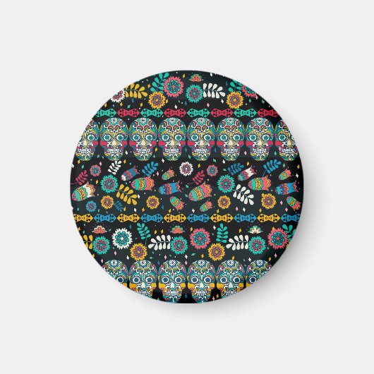Boho Stammesschädel: buntes Muster. Magnet (Vorne)