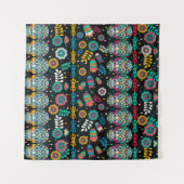 Boho Stammesschädel: buntes Muster. Wandteppich (Vorderseite (Horizontal))