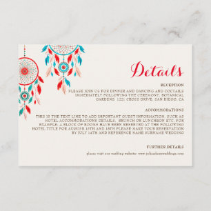 Boho-Stammfeder-Traumfänger-Hochzeit Begleitkarte