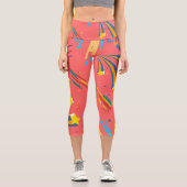 Boho star Chic moderne Mitte des Jahrhunderts Pink Capri Leggings (Vorderseite)