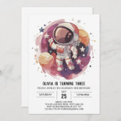 Boho Starry Adventure Astronaut Geburtstag Einladung (Vorne/Hinten)