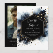 Boho Stars Celestial Wedding Save The Date (Vorne/Hinten)