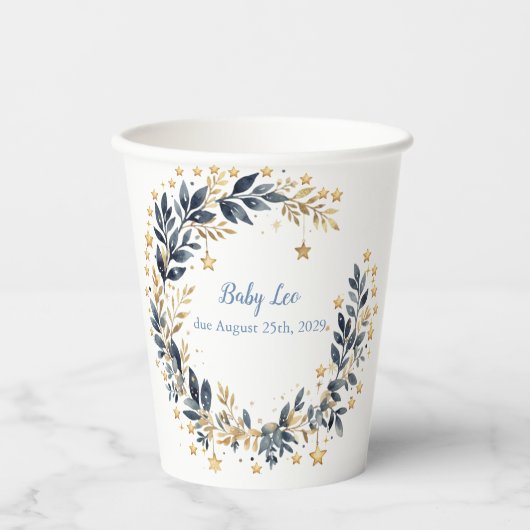 Boho Stars Greenery-Papierbecher Pappbecher (Vorderseite)