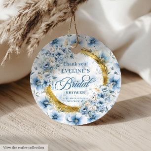 Boho Staub Blau Gold Glitter Blumen Brautparty Geschenkanhänger