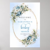 Boho-Staubblau-Blumen-Eukalyptus-Baby-Shower-Willk Poster (Vorne)