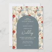 Boho staubblaue Blume aus Terrakotta Einladung (Vorderseite)