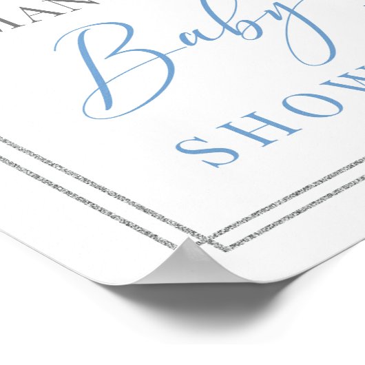 Boho staubblaue Blumen Babydusche Begrüßungszeiche Poster (Ecke)