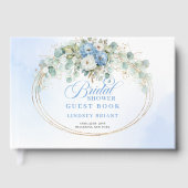 Boho staubblaue Blumen Hochzeitsdusche Gästebuch (Vorderseite)