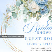 Boho staubblaue Blumen Hochzeitsdusche Gästebuch