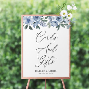 boho staubblaue Blumenkarten und Giftschild Poster